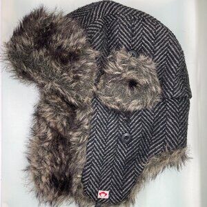 KIDS EAR FLAP FAUX FUR RUSSIAN SKI HAT